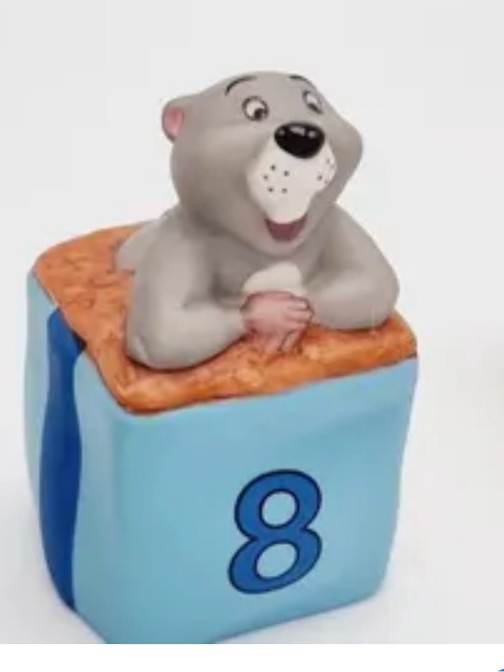 Disney Gray Bear Figure on Blue Number 8 Block